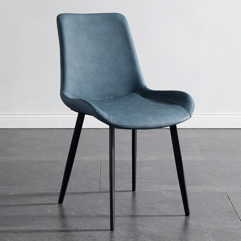 Minimalist Faux Leather Side Chair for Home Solid Back Chair