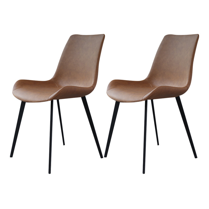 Minimalist Faux Leather Side Chair for Home Solid Back Chair