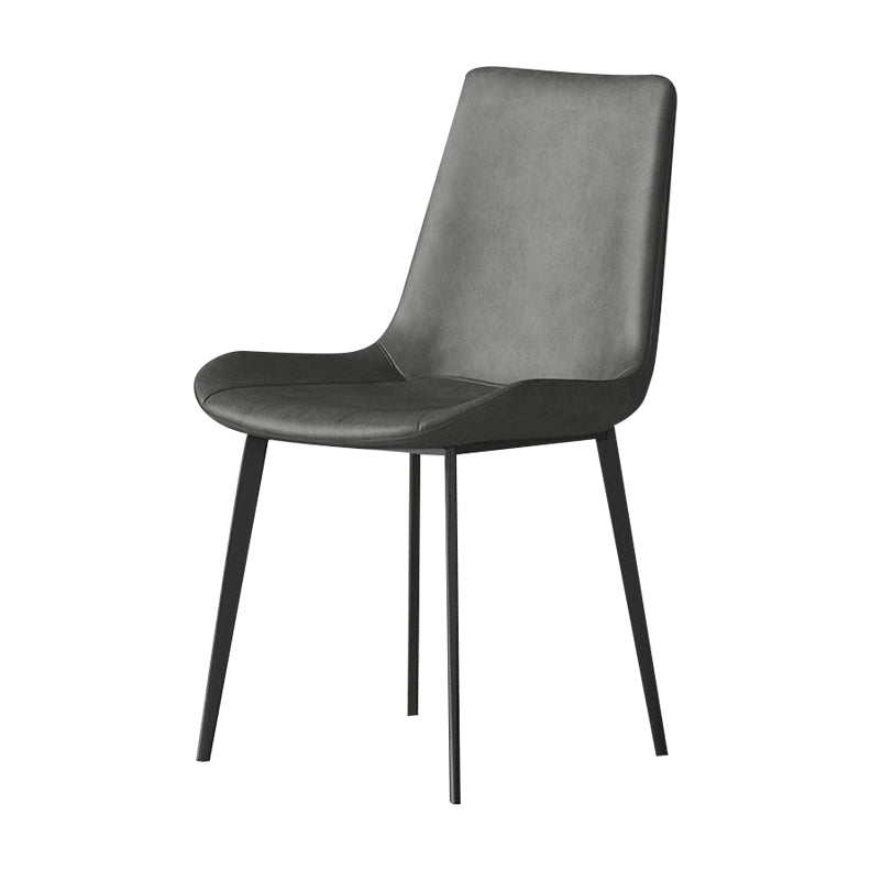 Minimalist Faux Leather Side Chair for Home Solid Back Chair