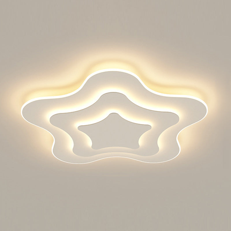 Luminaires à chasse d'eau contemporains Star Metal 1 Light Lush Flush Mount Lampes en blanc