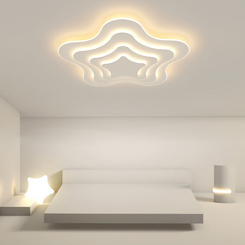 Luminaires à chasse d'eau contemporains Star Metal 1 Light Lush Flush Mount Lampes en blanc