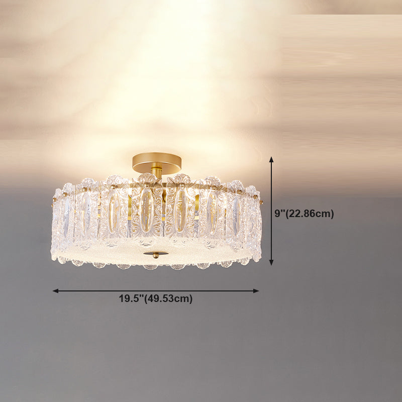 Metall Deckenleuchten herkömmliche Trommeldecke Spülhalterlampe mit Glasschatten