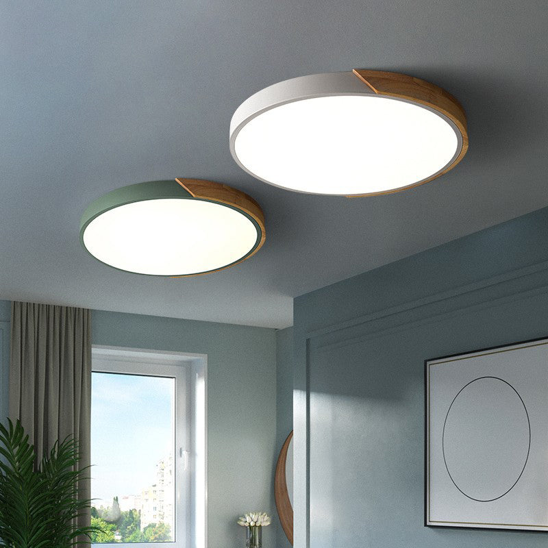 1 Light Circle Ceiling Light Modern Macaron Style Metal Ceiling Lighting for Living Room