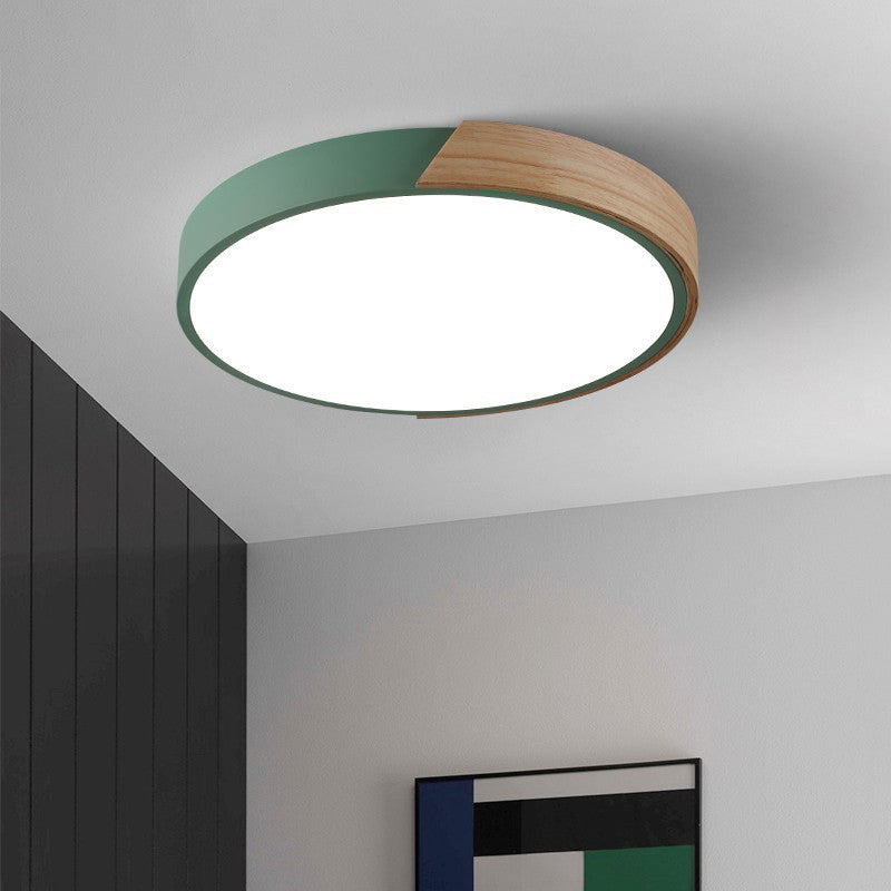 1 Light Circle Ceiling Light Modern Macaron Style Metal Ceiling Lighting for Living Room