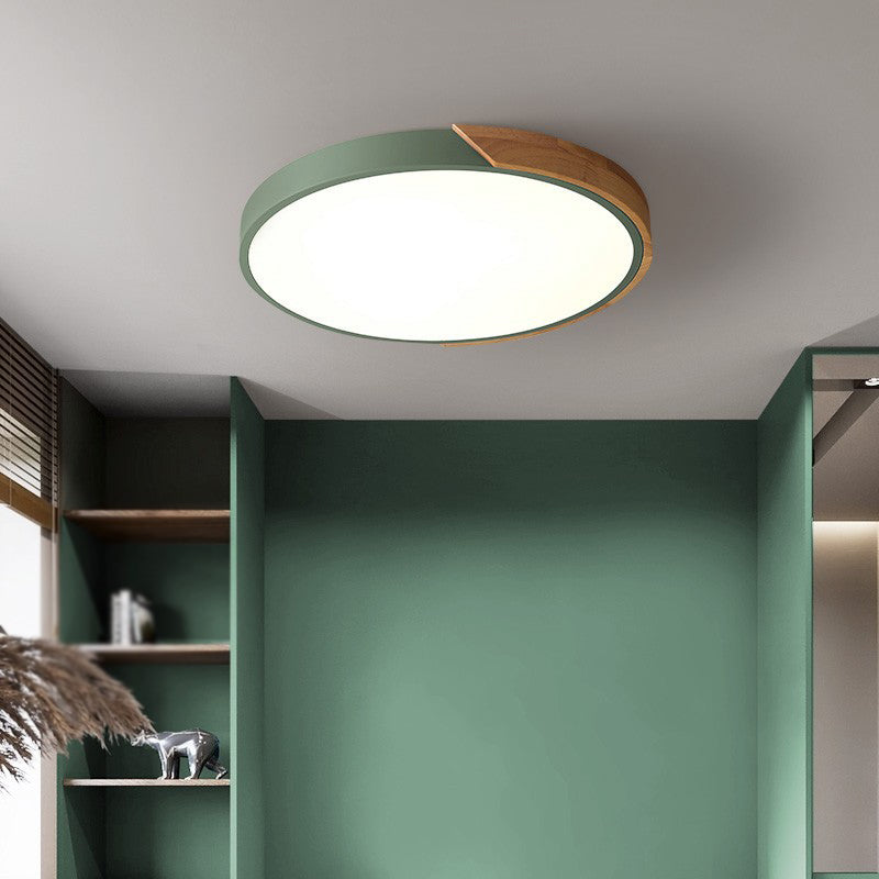 1 Light Circle Ceiling Light Modern Macaron Style Metal Ceiling Lighting for Living Room