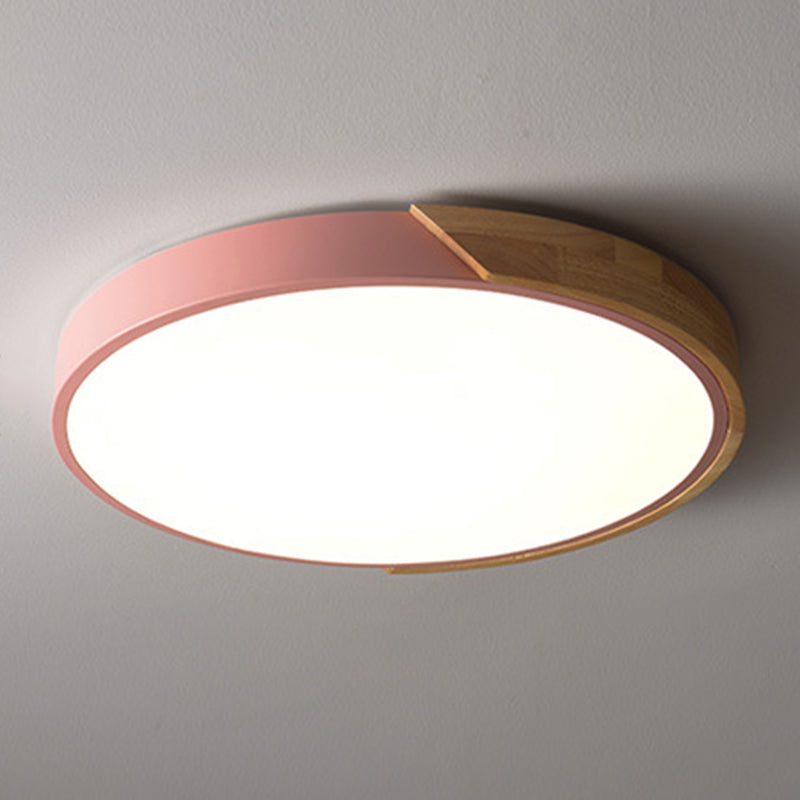 1 Light Circle Ceiling Light Modern Macaron Style Metal Ceiling Lighting for Living Room