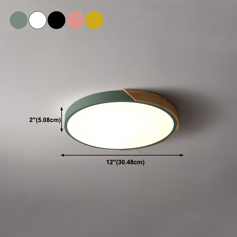 1 Light Circle Ceiling Light Modern Macaron Style Metal Ceiling Lighting for Living Room