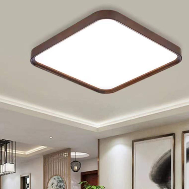 Geometry Shape LED Ceiling Lamp Modern Wood 1 Light Flush Mount for Living Room Study