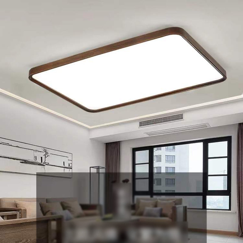 Geometry Shape LED Ceiling Lamp Modern Wood 1 Light Flush Mount for Living Room Study