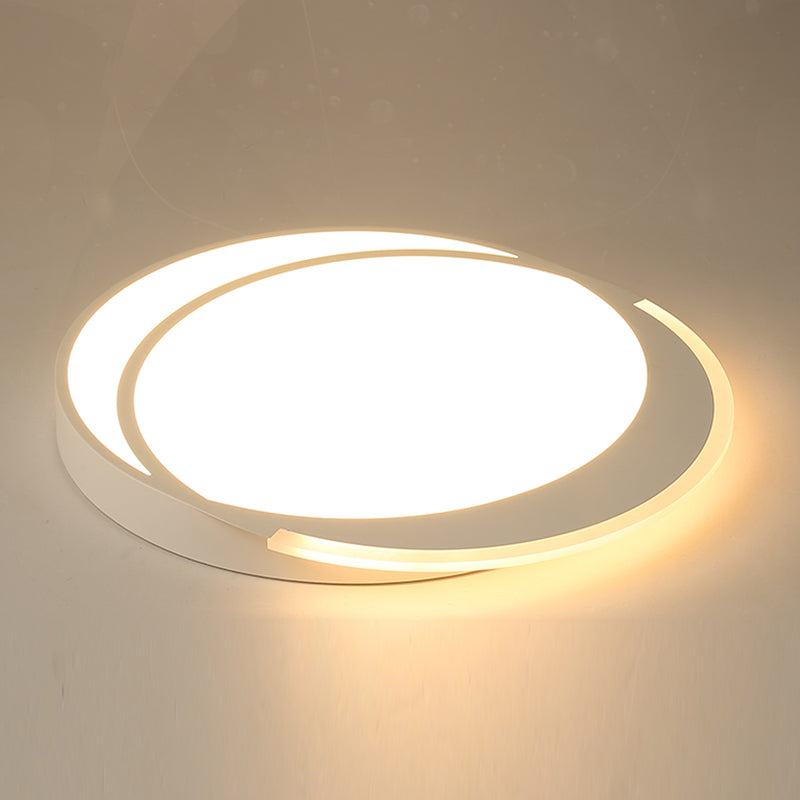 Metal Round Shape Flush Mount Light Modern 1-Light Flush Mount Ceiling Light in White