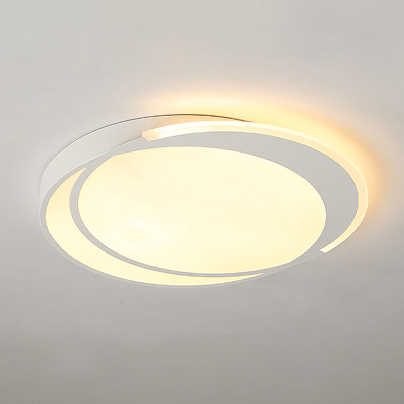 Metal Round Shape Flush Mount Light Modern 1-Light Flush Mount Ceiling Light in White