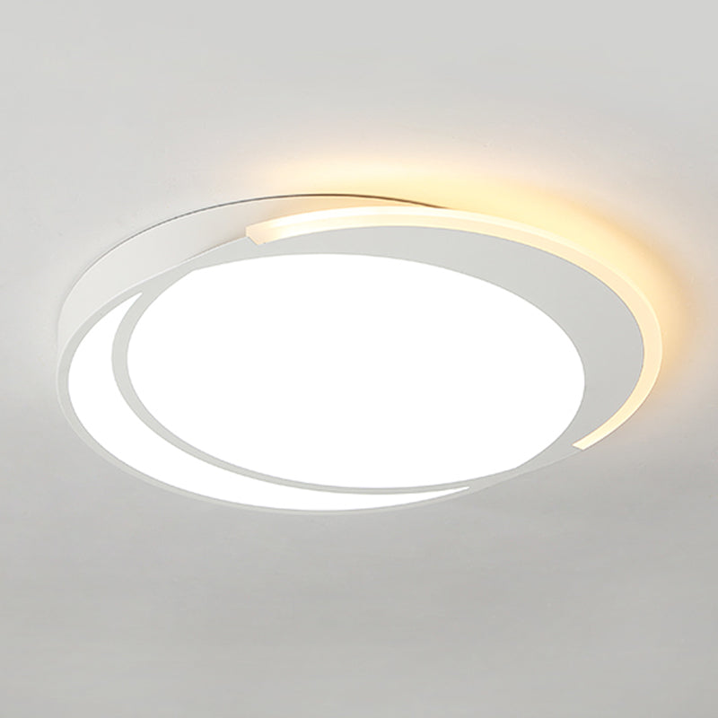 Metal Round Shape Flush Mount Light Modern 1-Light Flush Mount Ceiling Light in White