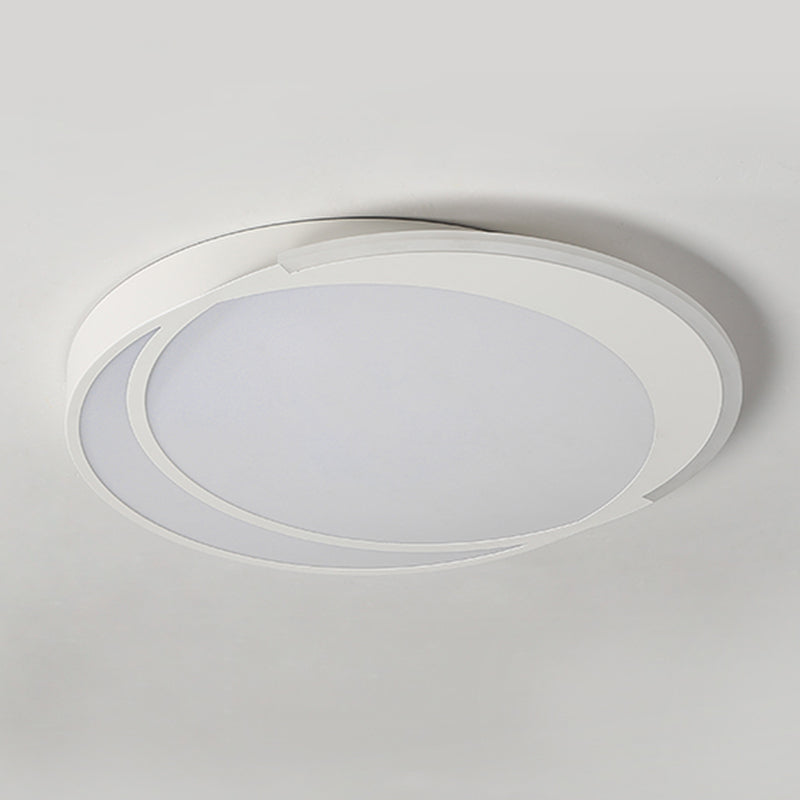 Metal Round Shape Flush Mount Light Modern 1-Light Flush Mount Ceiling Light in White