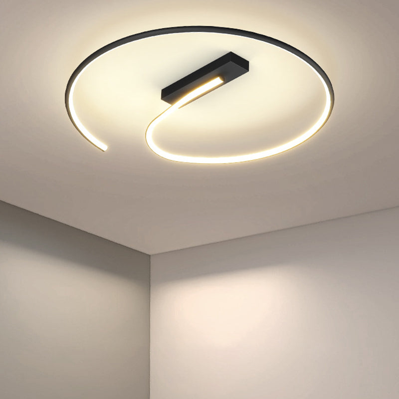 Modern Style Ringed Flush Mount Light Metal 1 Light Flush Mount Lamp