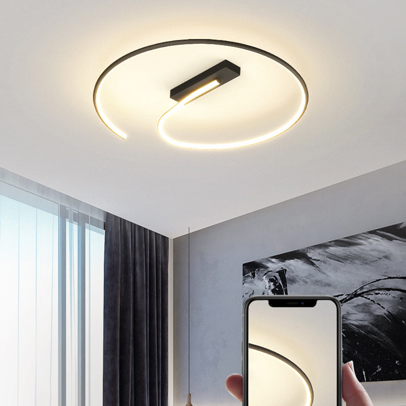 Modern Style Ringed Flush Mount Light Metal 1 Light Flush Mount Lamp