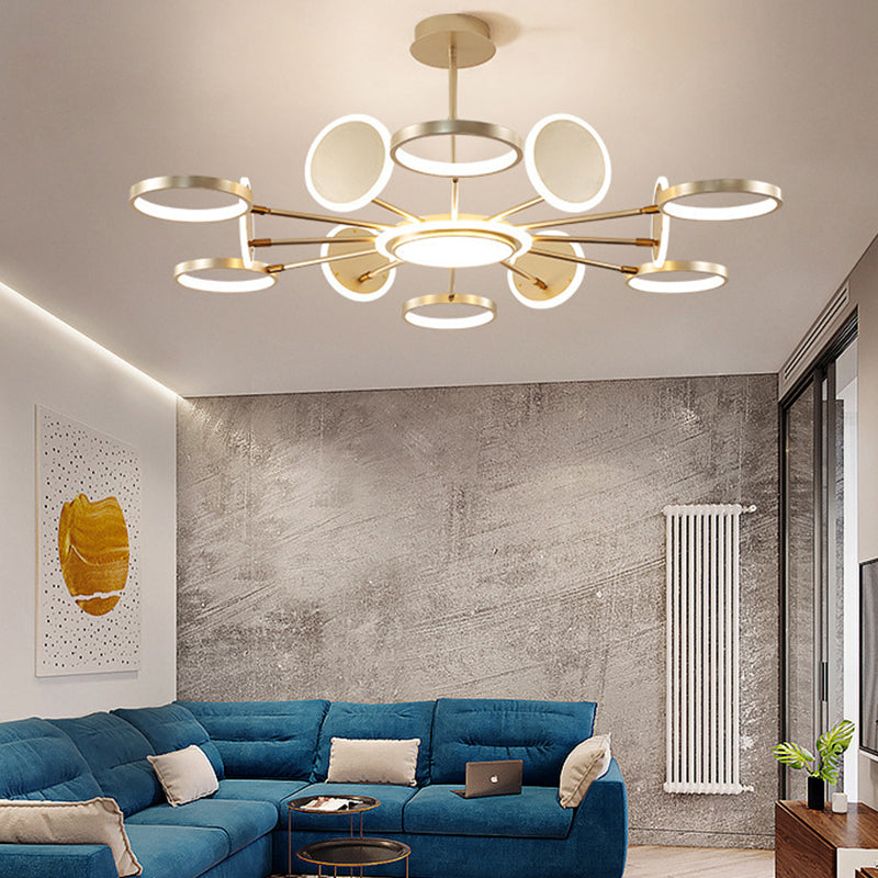 Modern Style Chandelier Lighting Fixtures Round Metal Hanging Chandelier