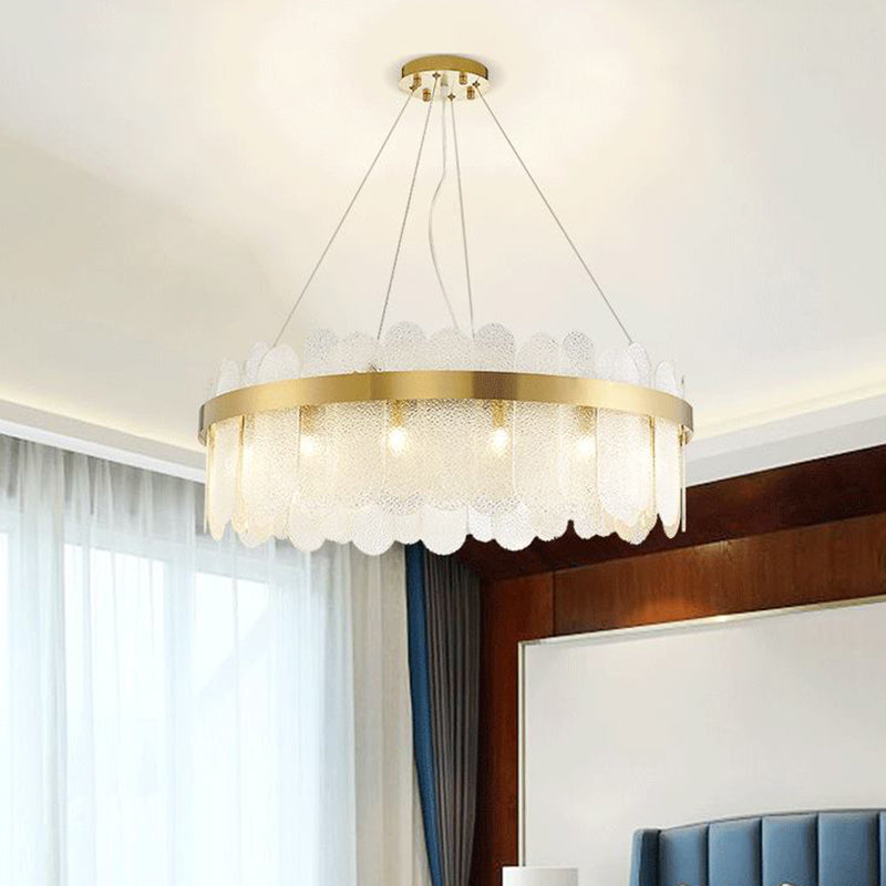 Ring Shape Ceiling Chandelier Modernist Style Glass Suspension Light for Living Room