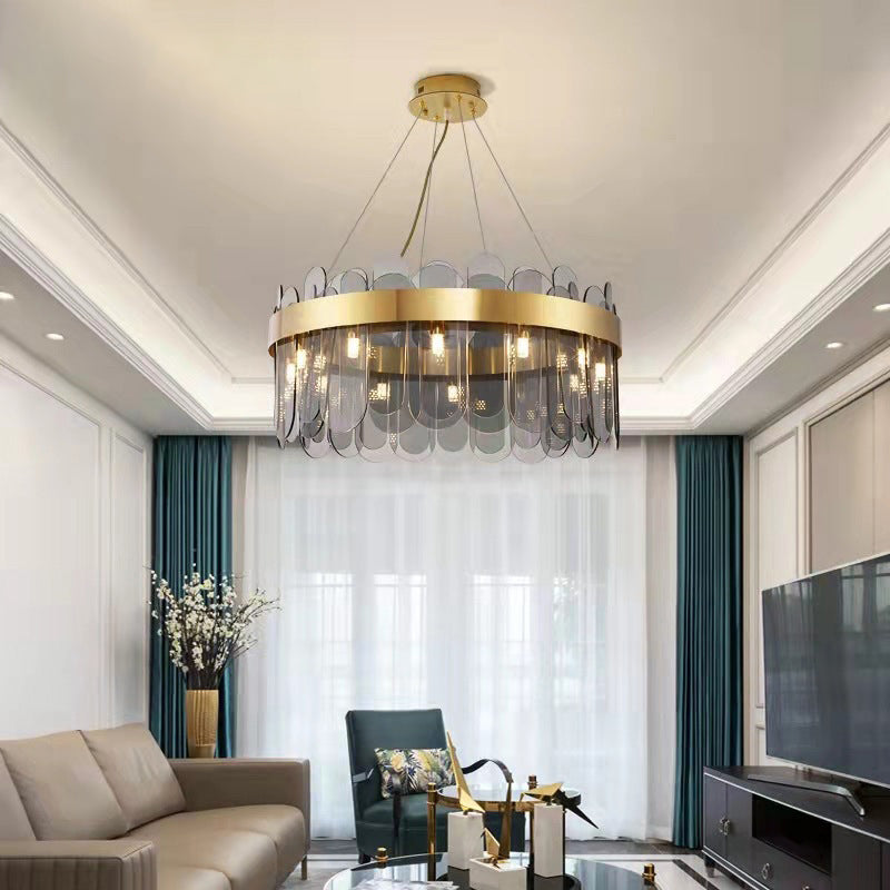 Ring Shape Ceiling Chandelier Modernist Style Glass Suspension Light for Living Room