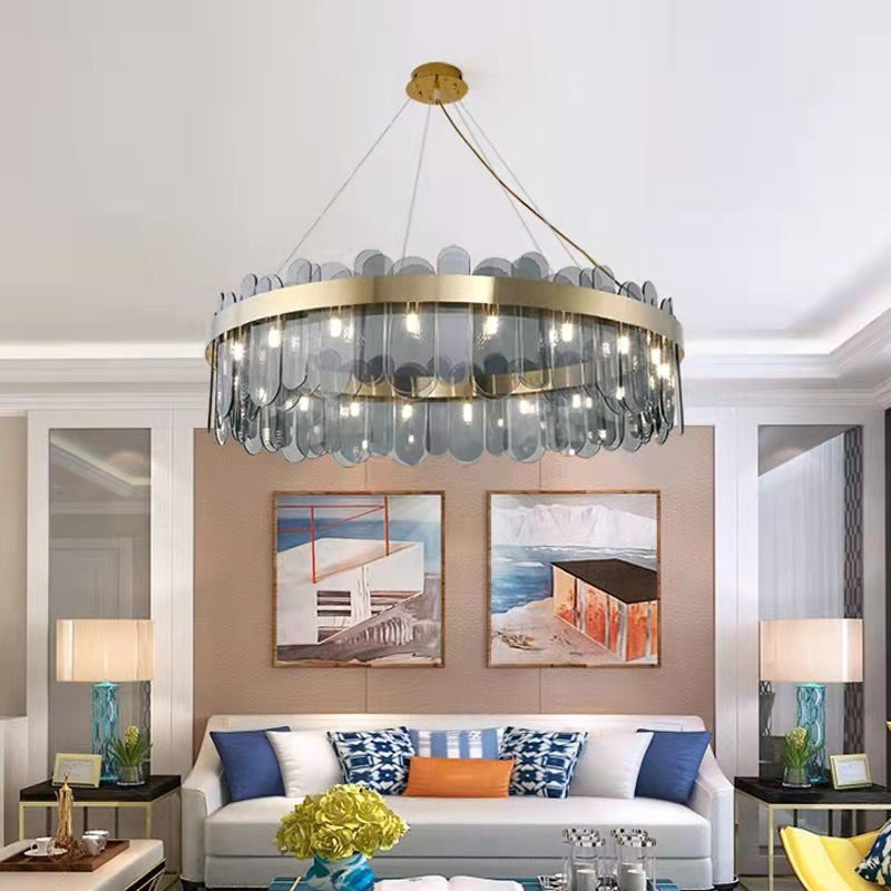 Ring Shape Ceiling Chandelier Modernist Style Glass Suspension Light for Living Room