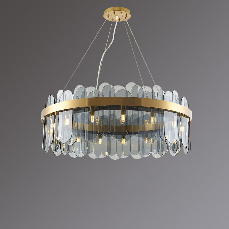 Ring Shape Ceiling Chandelier Modernist Style Glass Suspension Light for Living Room