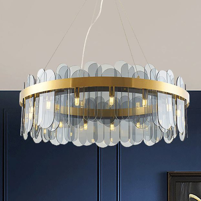 Ring Shape Ceiling Chandelier Modernist Style Glass Suspension Light for Living Room