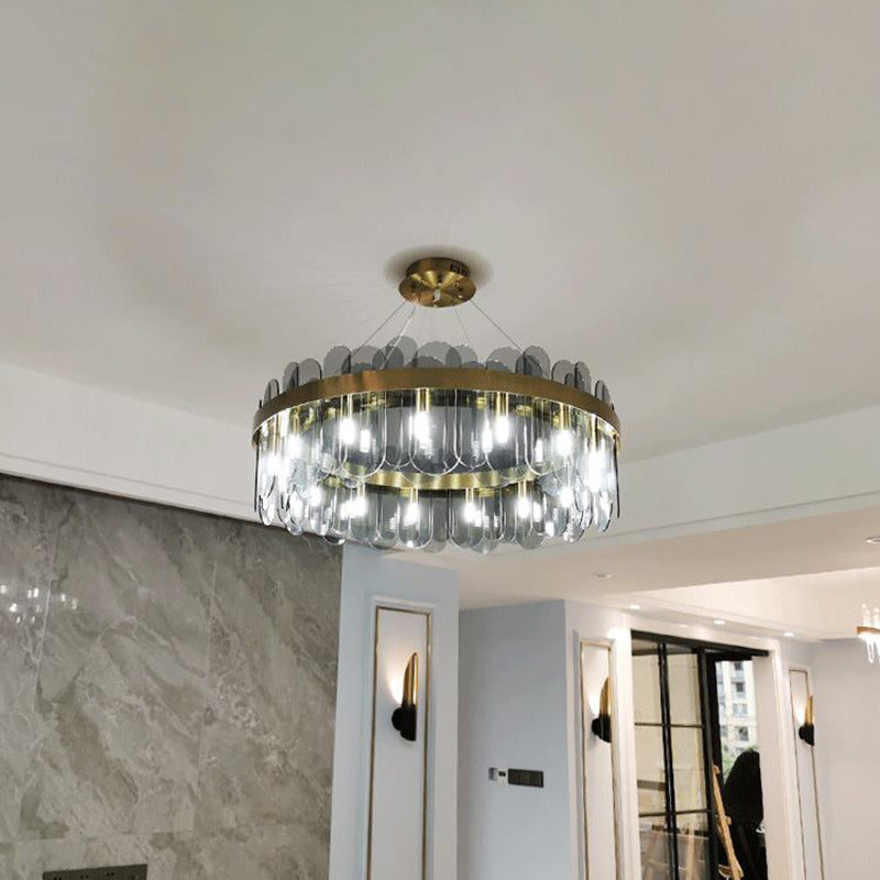 Ring Shape Ceiling Chandelier Modernist Style Glass Suspension Light for Living Room