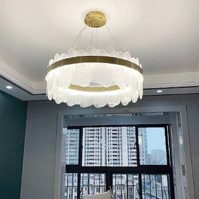 Ring Shape Ceiling Chandelier Modernist Style Glass Suspension Light for Living Room