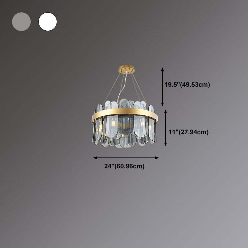 Ring Shape Ceiling Chandelier Modernist Style Glass Suspension Light for Living Room