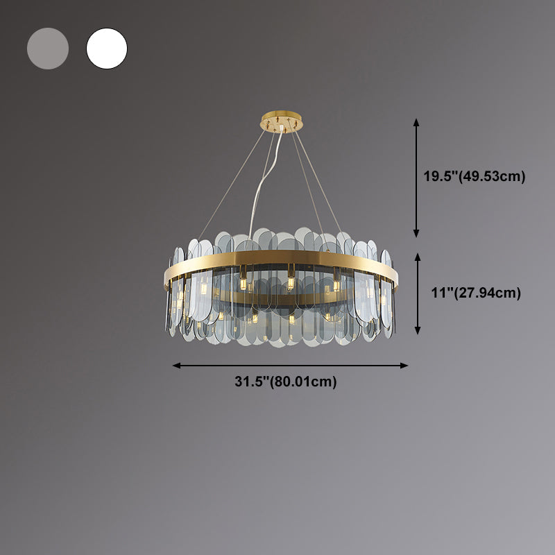 Ring Shape Ceiling Chandelier Modernist Style Glass Suspension Light for Living Room