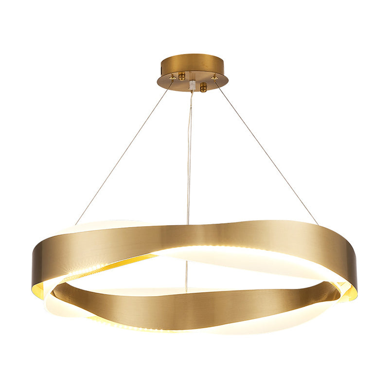 1-Light Suspension Light Postmodern Ring Shape Metal Chandelier Light Fixtures in Gold