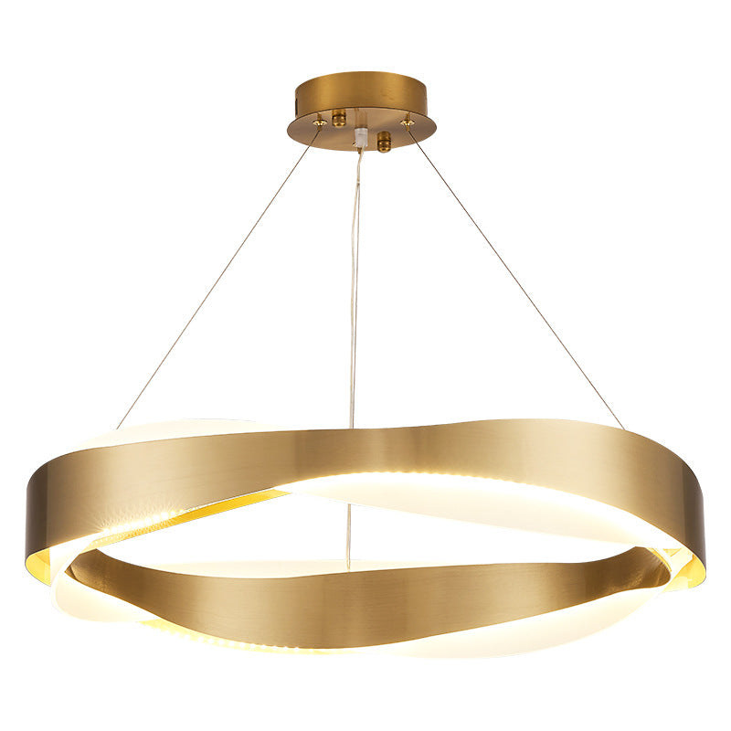 1-Light Suspension Light Postmodern Ring Shape Metal Chandelier Light Fixtures in Gold