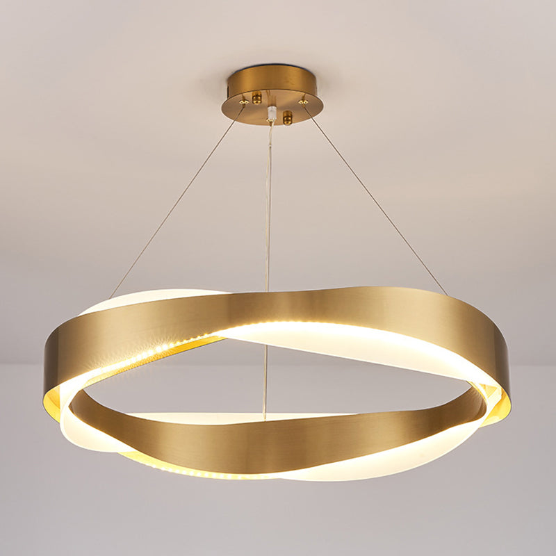 1-Light Suspension Light Postmodern Ring Shape Metal Chandelier Light Fixtures in Gold