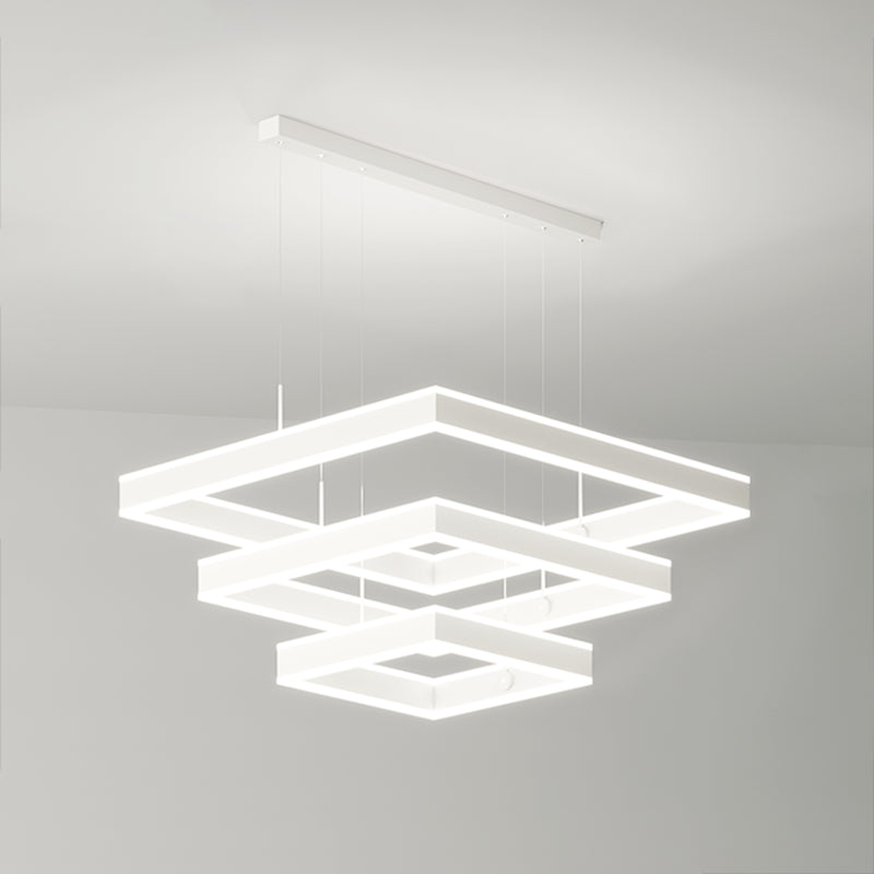 Squared Shade Chandelier Lights Modern Metal 6-Light Chandelier Lighting Fixtures en blanc