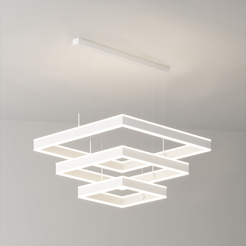 Squared Shade Chandelier Lights Modern Metal 6-Light Chandelier Lighting Fixtures en blanc