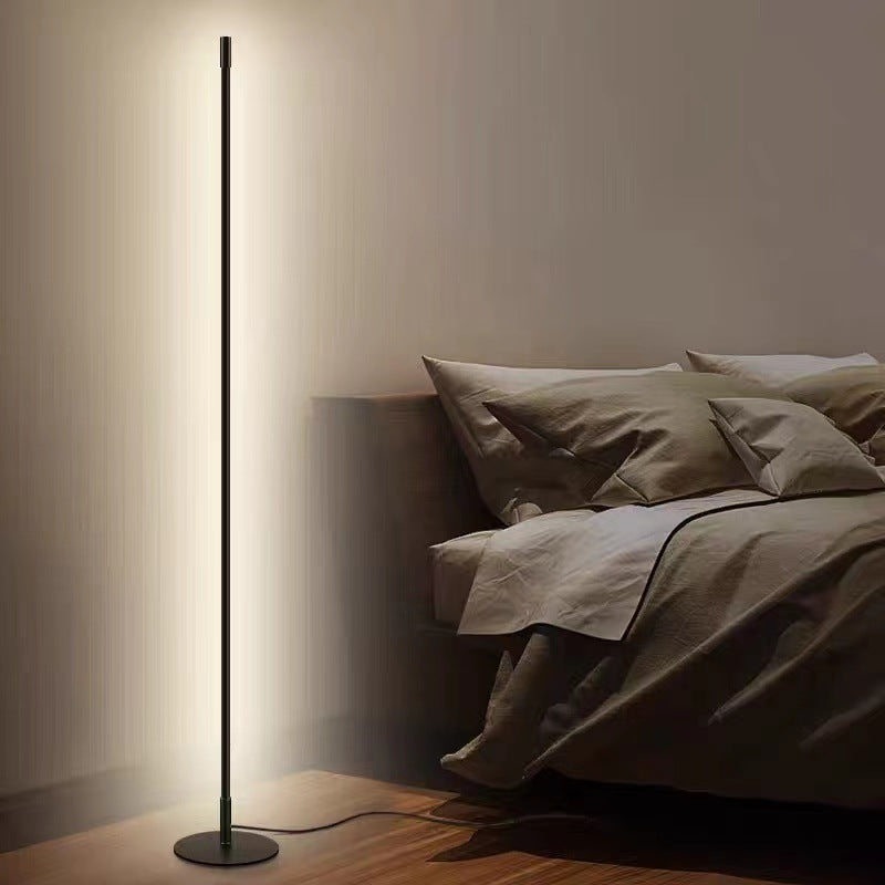 Contemporary Style Linear Floor Lamp Metal 1 Light Floor Light Fixtures in Black