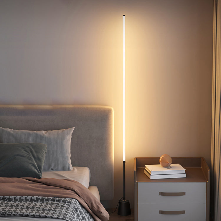 Moderno de forma de tira de estilo iluminación de metal 1 luz de piso de luz para la cama