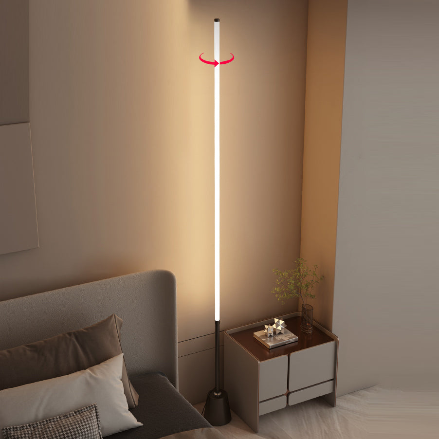 Moderno de forma de tira de estilo iluminación de metal 1 luz de piso de luz para la cama