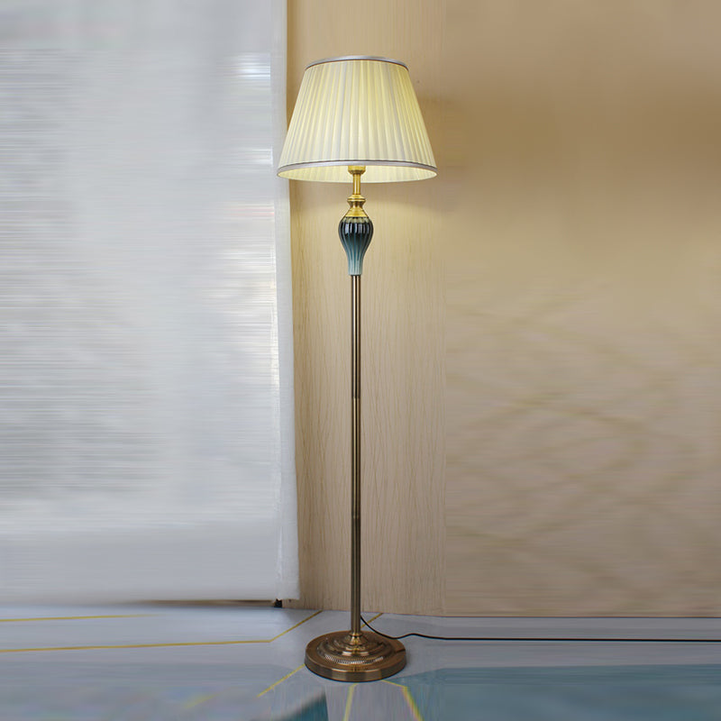 Modern Floor Lamp Household Floor Lighting Fixture with Fabric Shade for Sitting Room