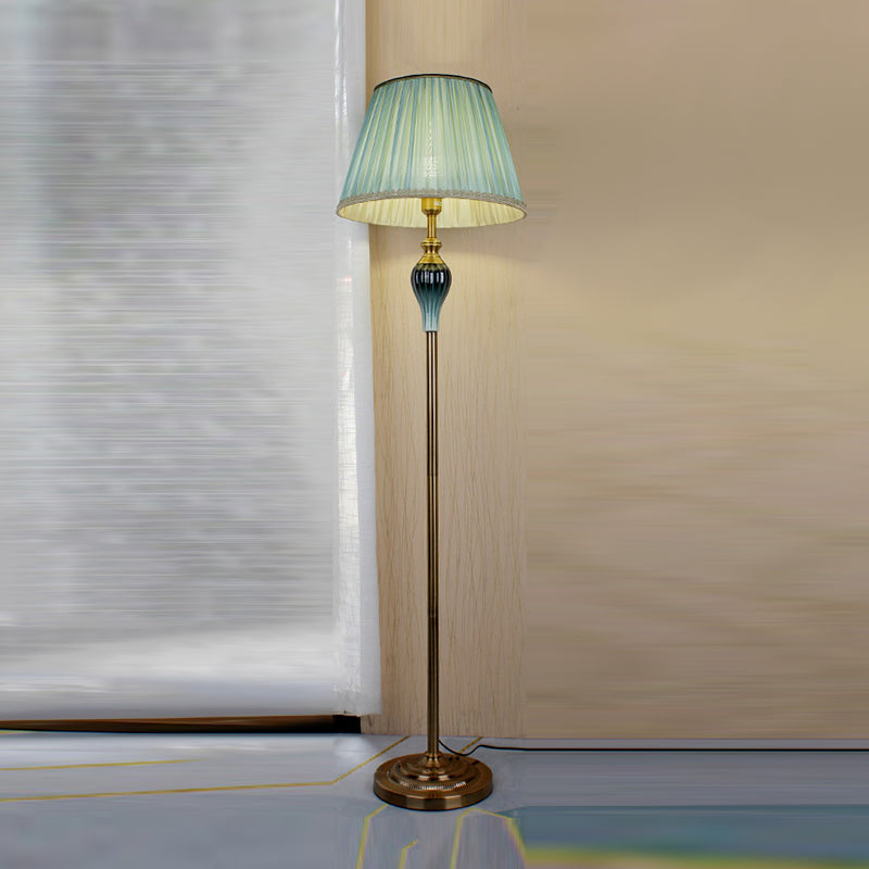 Modern Floor Lamp Household Floor Lighting Fixture with Fabric Shade for Sitting Room