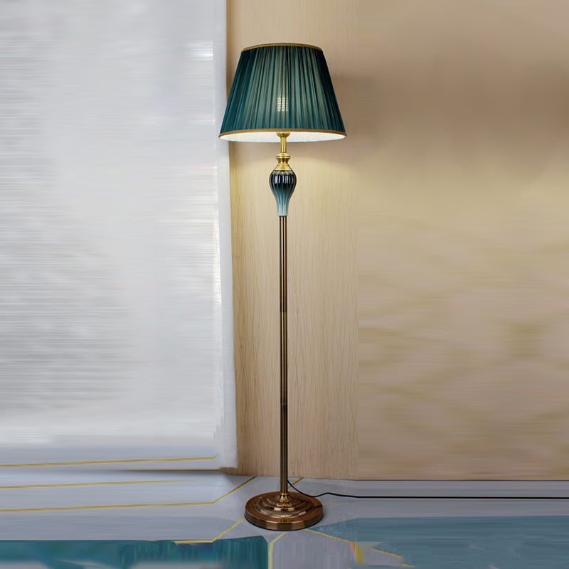 Modern Floor Lamp Household Floor Lighting Fixture with Fabric Shade for Sitting Room