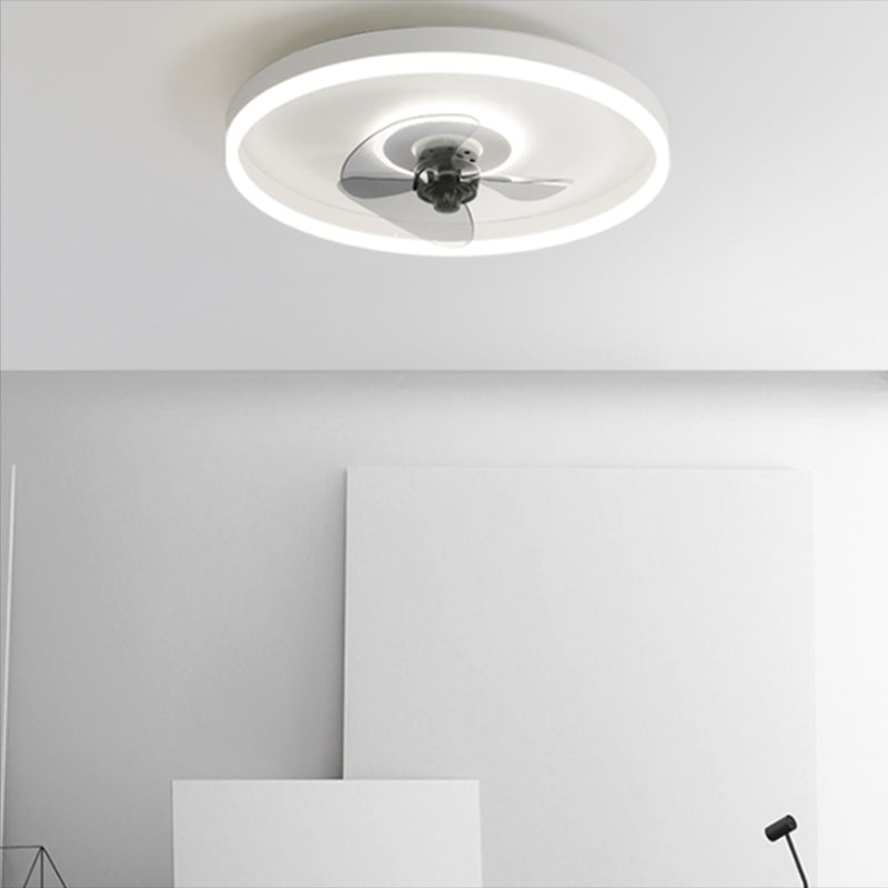 Round Shape Metal Ceiling Fan Lamp Modern Style 2 Lights Ceiling Fans