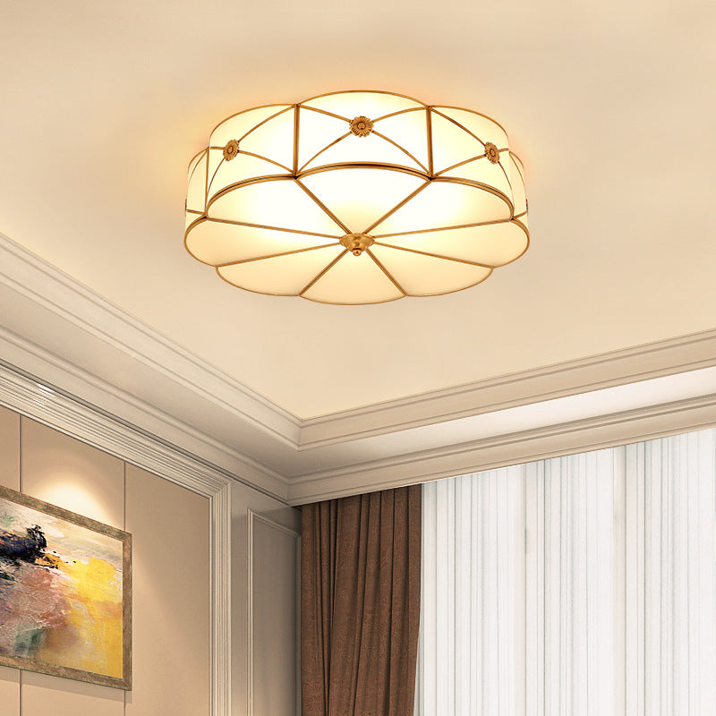 Glass Flower Ceiling Mounted Light Vintage-Style Ceiling Mounted Fixture