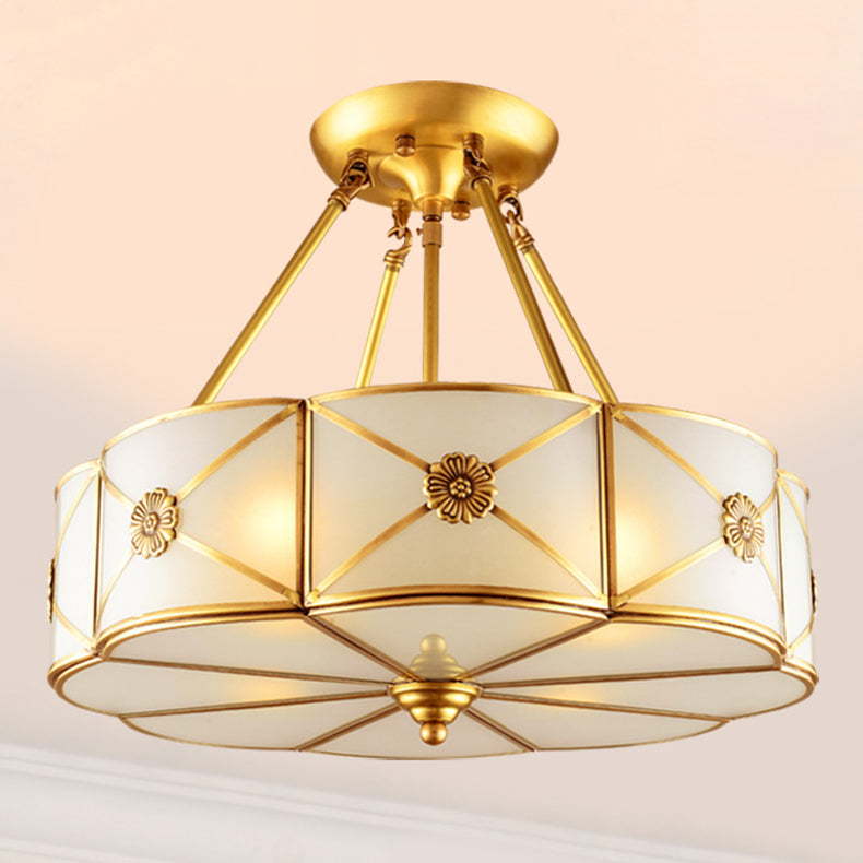 Glass Flower Ceiling Mounted Light Vintage-Style Ceiling Mounted Fixture