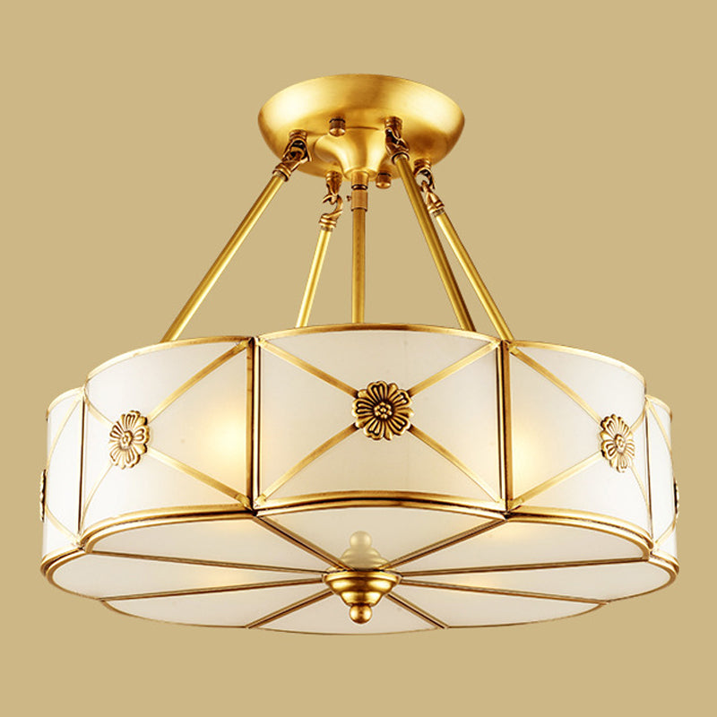 Glass Flower Ceiling Mounted Light Vintage-Style Ceiling Mounted Fixture