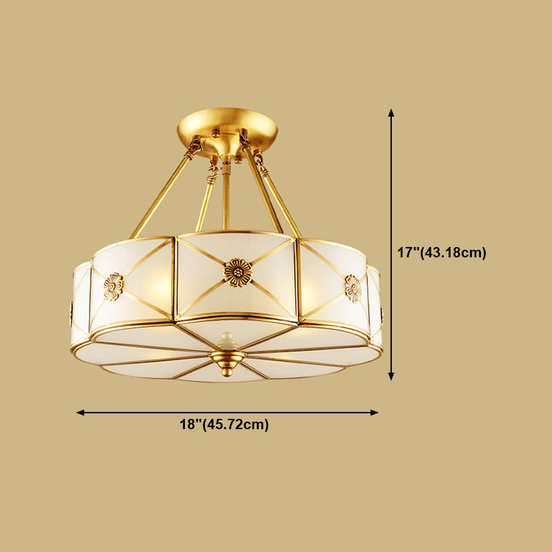 Glass Flower Ceiling Mounted Light Vintage-Style Ceiling Mounted Fixture