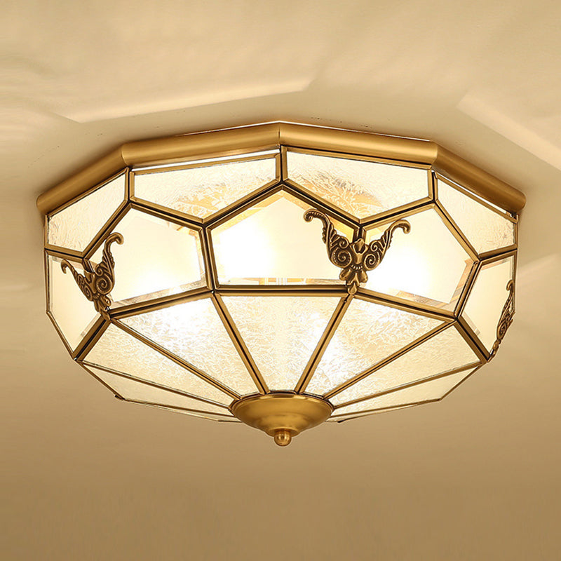 Glass Brass Ceiling Mounted Lamp Fixture Simplistic Ceiling Light