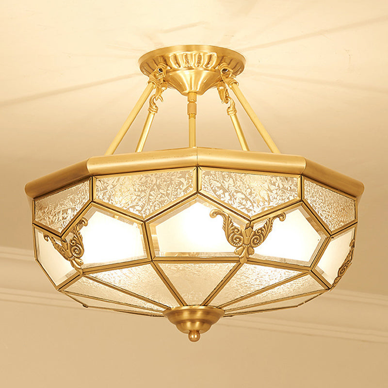 Glass Brass Ceiling Mounted Lamp Fixture Simplistic Ceiling Light