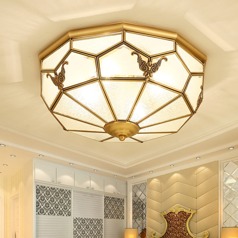 Glass Brass Ceiling Mounted Lamp Fixture Simplistic Ceiling Light