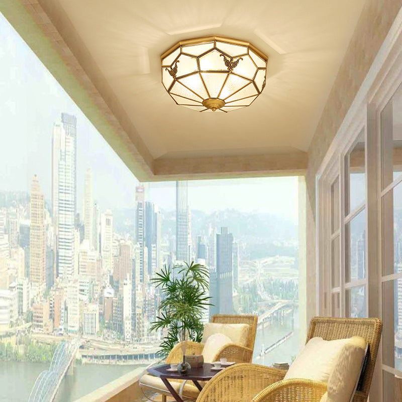 Glass Brass Ceiling Mounted Lamp Fixture Simplistic Ceiling Light