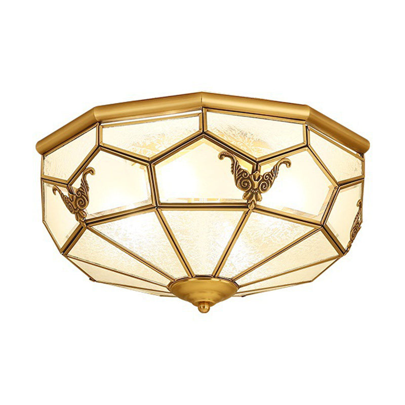 Glass Brass Ceiling Mounted Lamp Fixture Simplistic Ceiling Light